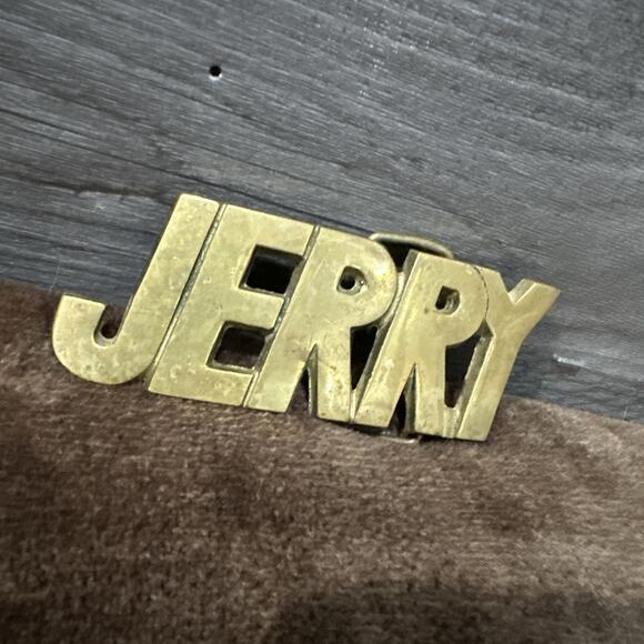 Vintage 1978 Baron Buckle Solid Brass Jerry Belt Buckle 4310 BBB 4.5”x2” - Picture 2 of 8